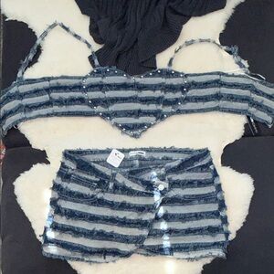 Striped Denim Fashion Nova set